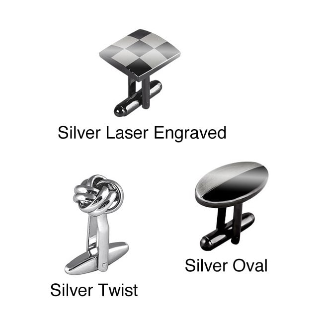 Basacc Silver Metal Elegant Cufflinks Bullet Back Closure For Professionals Suit