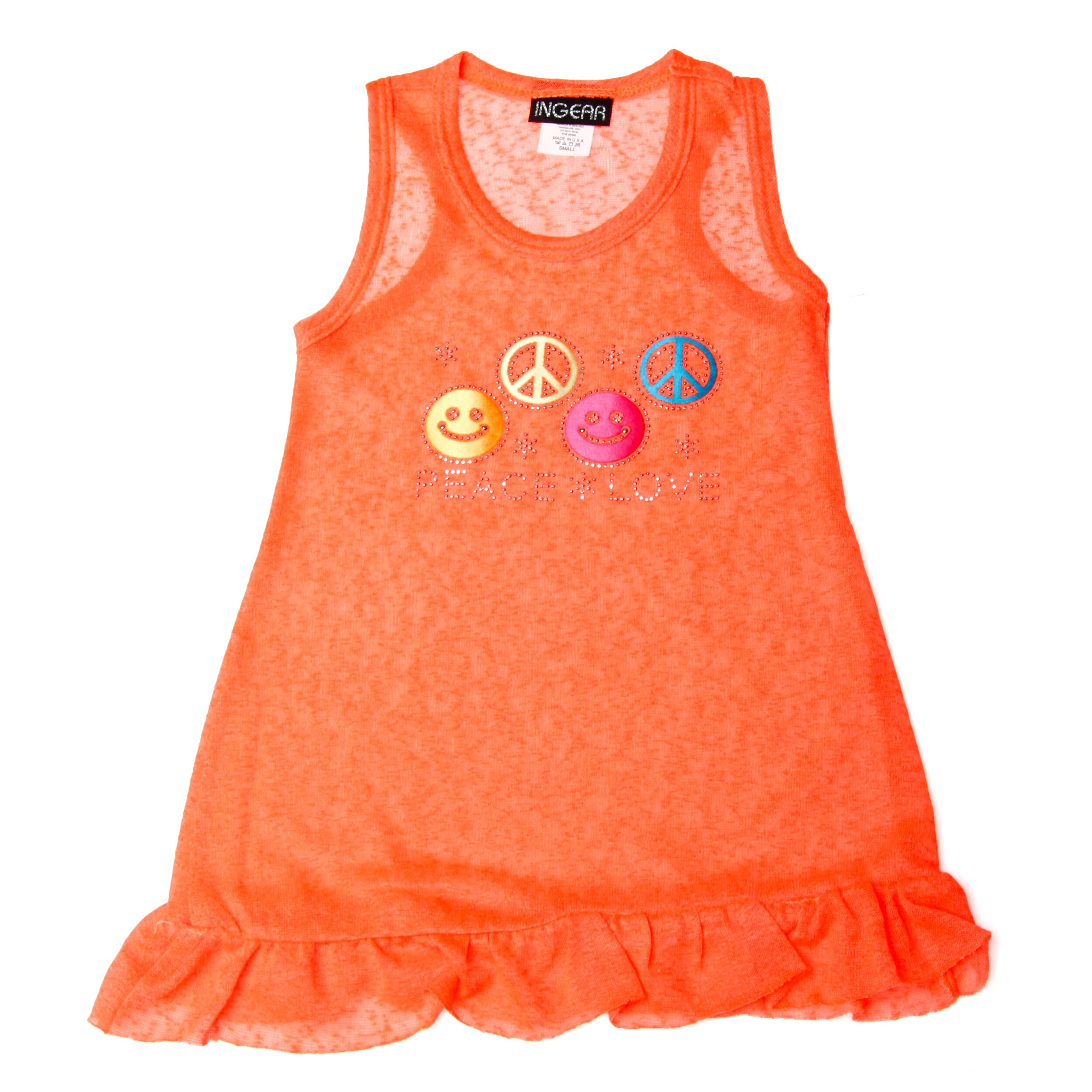 Ingear Girls Peace/love Print Ruffled Hem Dress