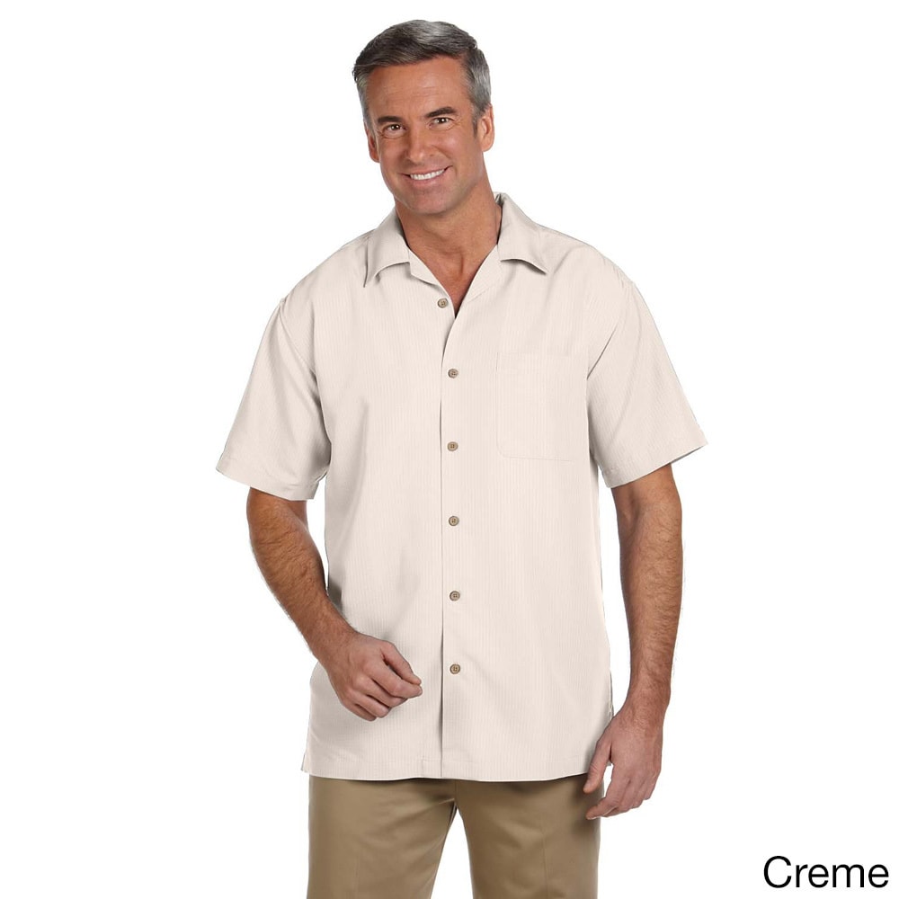 Harriton Mens Barbados Textured Camp Shirt Ivory Size XXL
