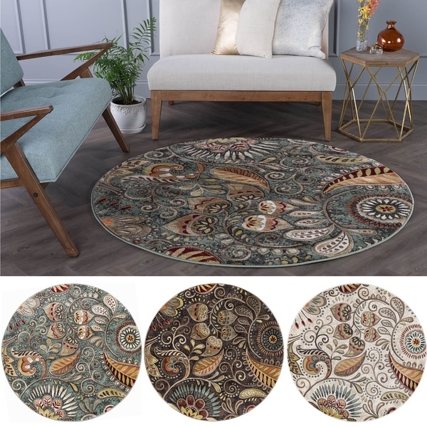 Alise Rugs Caprice Transitional Fl Round Area Rug