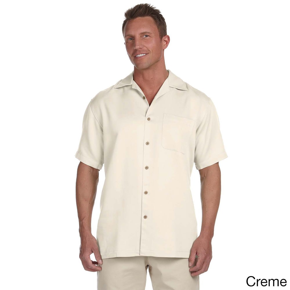 Harriton Mens Bahama Cord Camp Shirt Ivory Size XXL