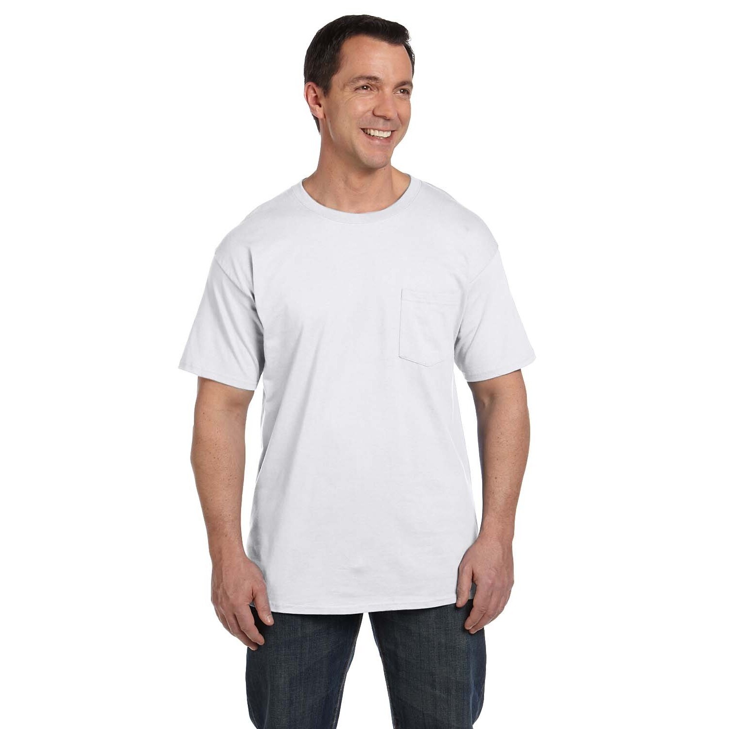Shop Hanes Men's BeefyT with Pocket Undershirts (Pack of 6) On Sale