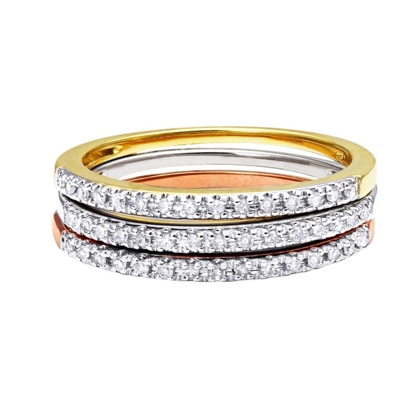 10k White Gold 0.06ct TDW Diamond Stackable Wedding Band - White H-I
