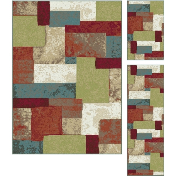 Alise Decora Multi Contemporary Area Rug 3 Piece Set - Multi-color - 5' x 7'