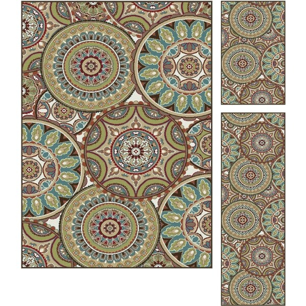 Alise Decora Multi Transitional Area Rug 3 Piece Set - 5' x 7'