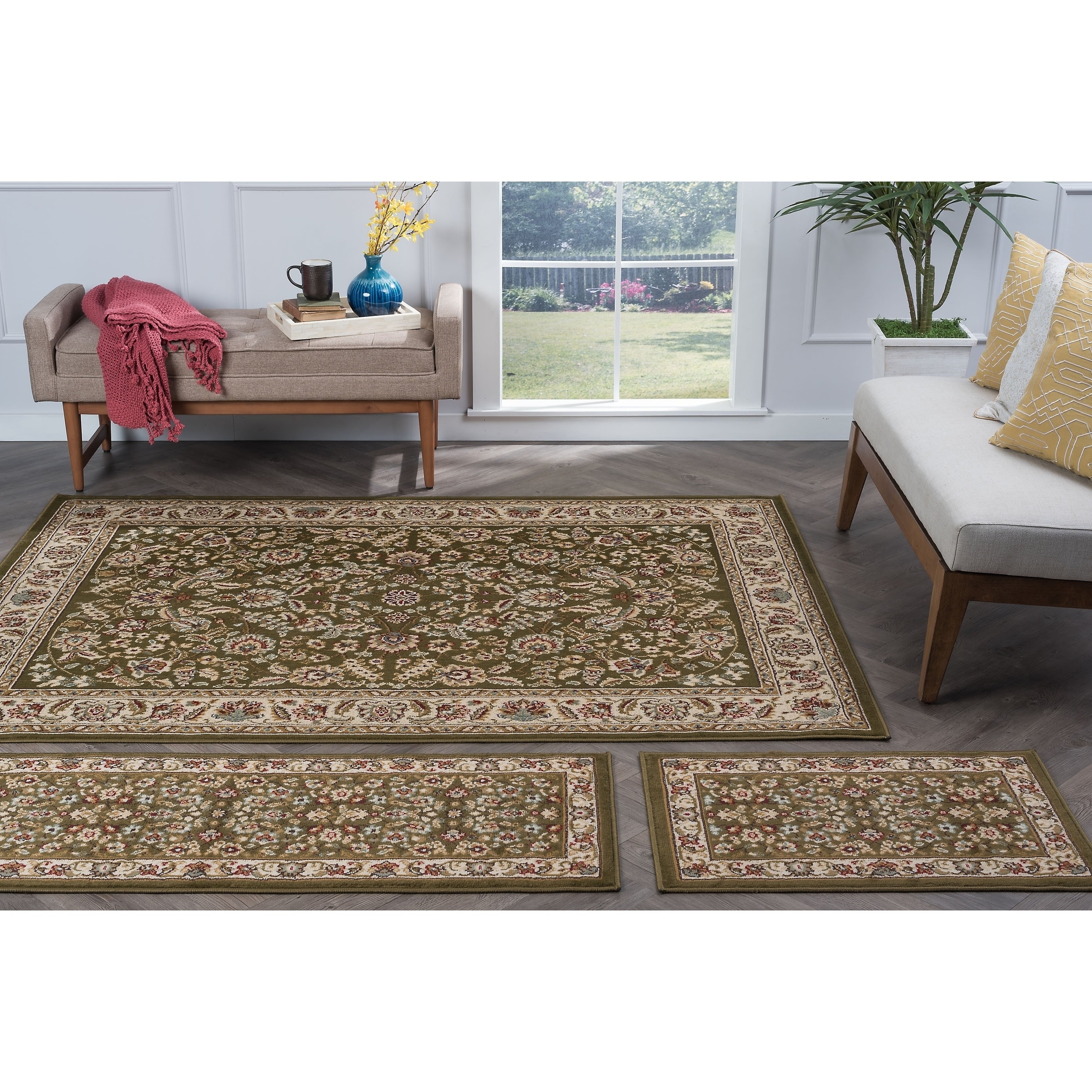 Lagoon Green Traditional Area Rug Set