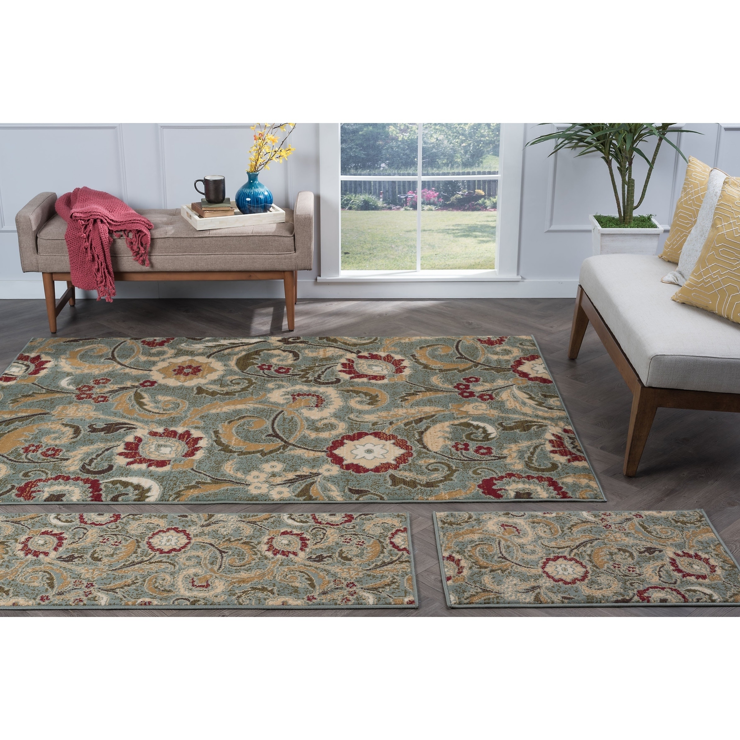 Lagoon Blue Transitional Area Rug Set