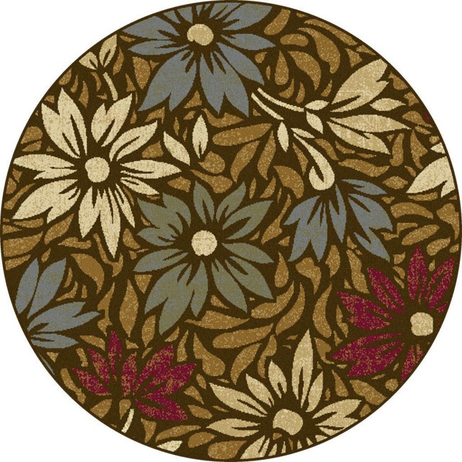 Lagoon Brown Contemporary Area Rug (53 Round)