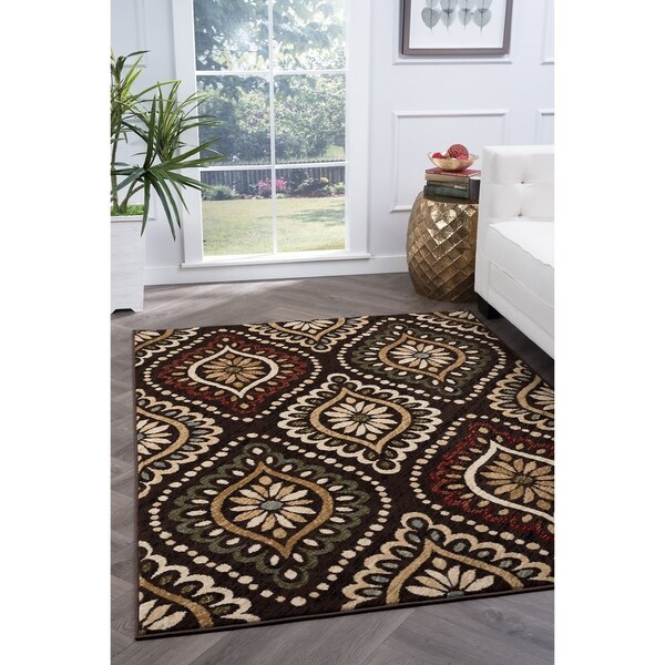 Alise Lagoon Brown Transitional Area Rug - 7'6 x 9'10