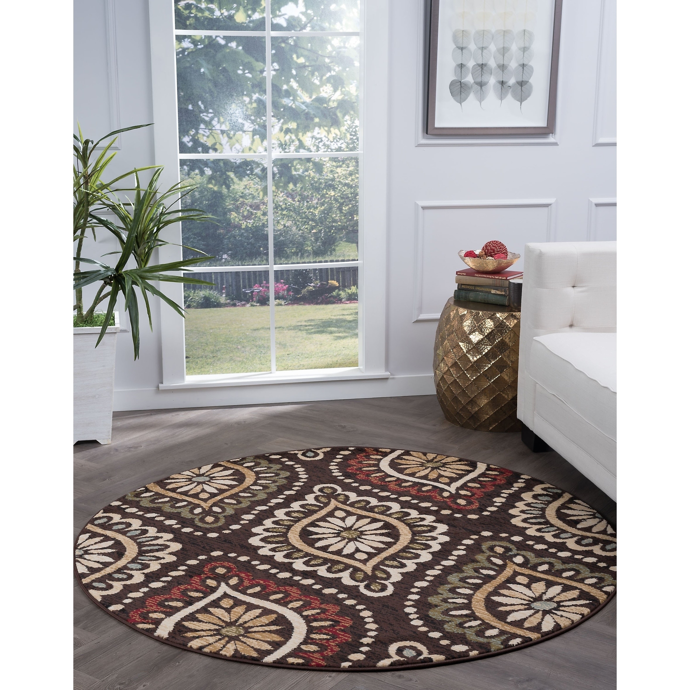 Lagoon Brown Transitional Area Rug (710 Round)