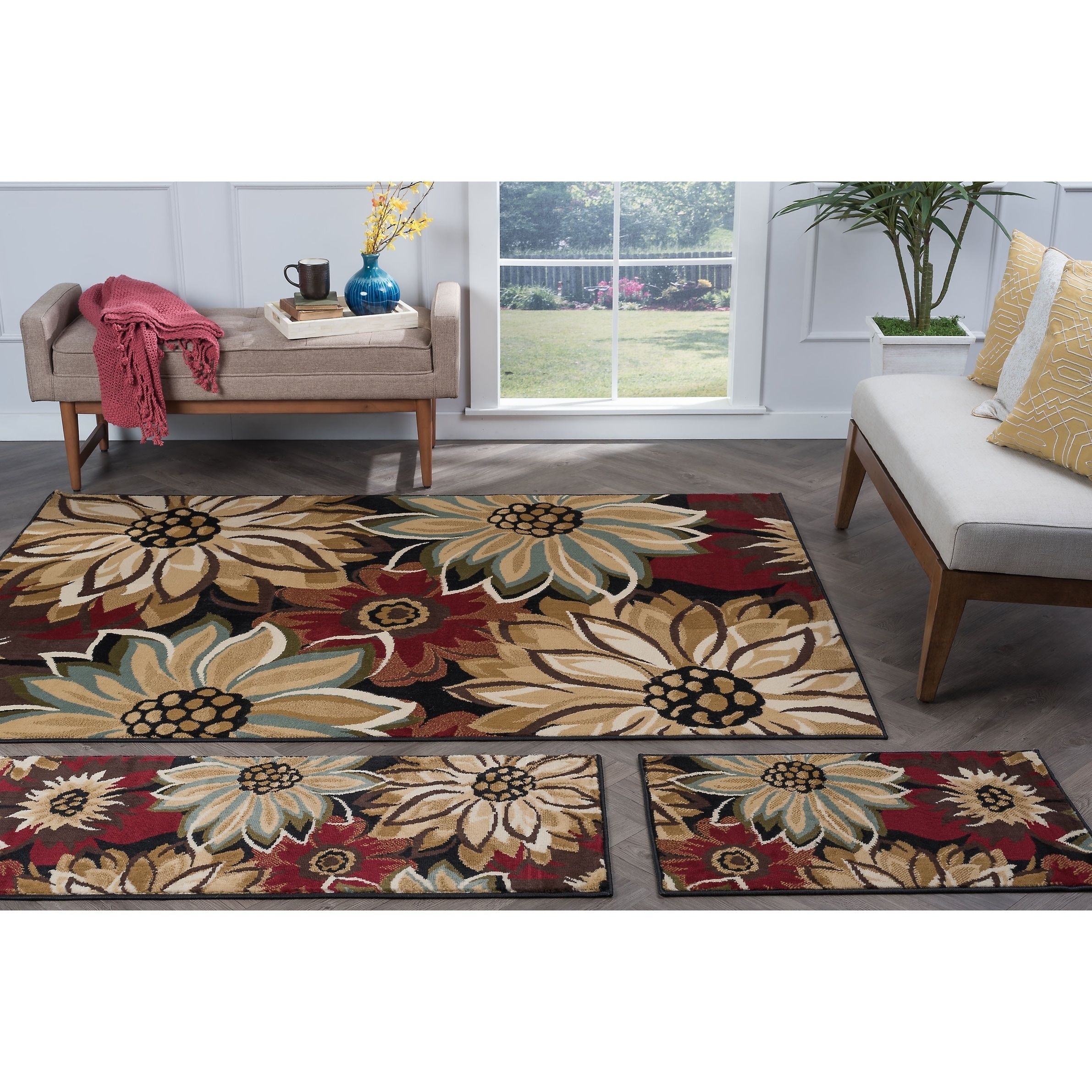 Lagoon Black Transitional Area Rug Set