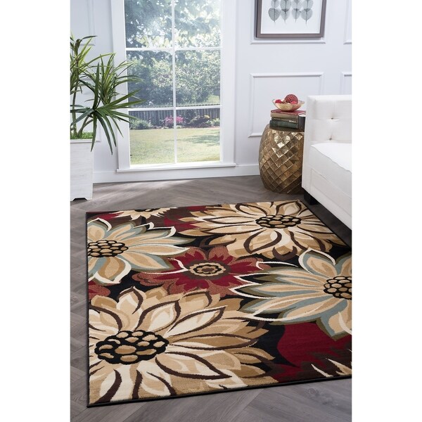 Alise Lagoon Black Transitional Area Rug - 7'6 x 9'10