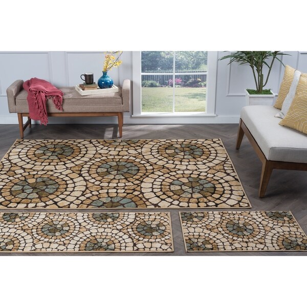 Alise Lagoon Multi Transitional Area Rugs (Set of 3) - 5' x 7'