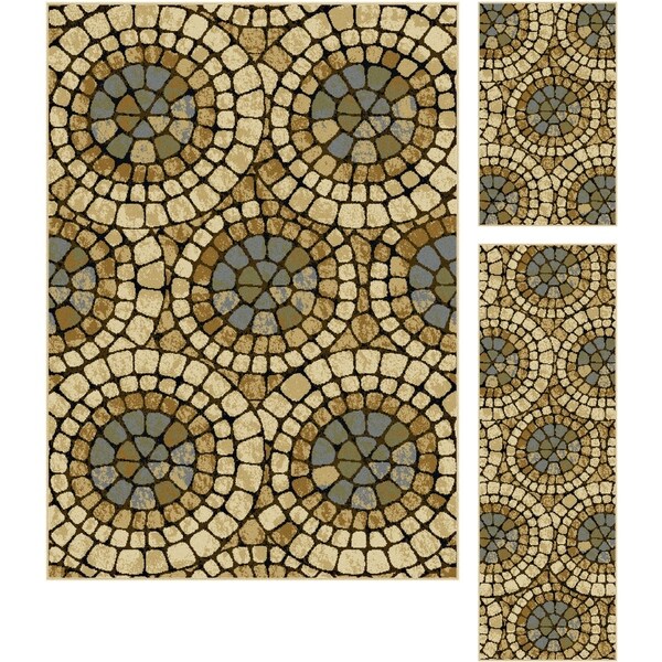 Alise Lagoon Multi Transitional Area Rugs (Set of 3)