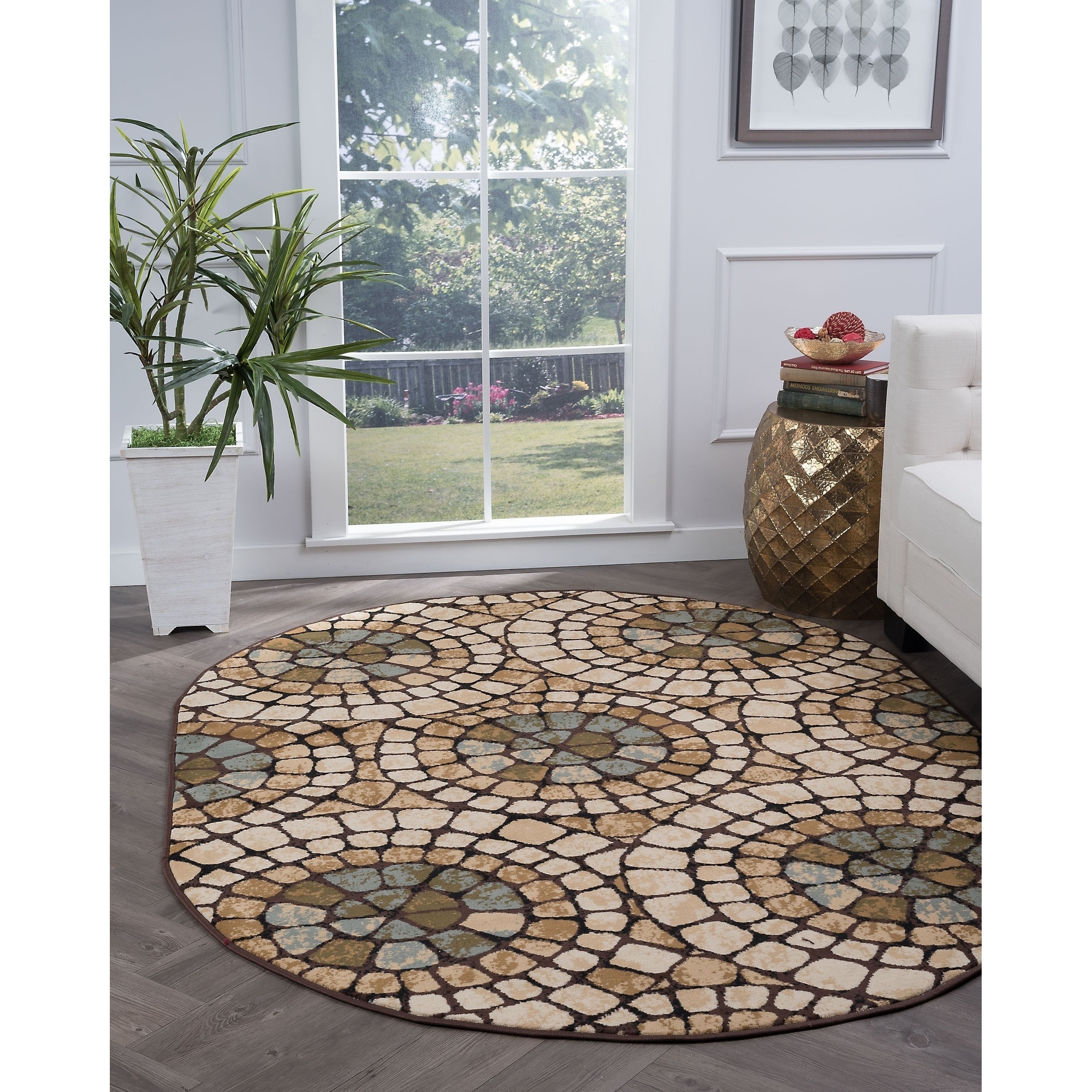 Lagoon Multi Oval Transitional Area Rug