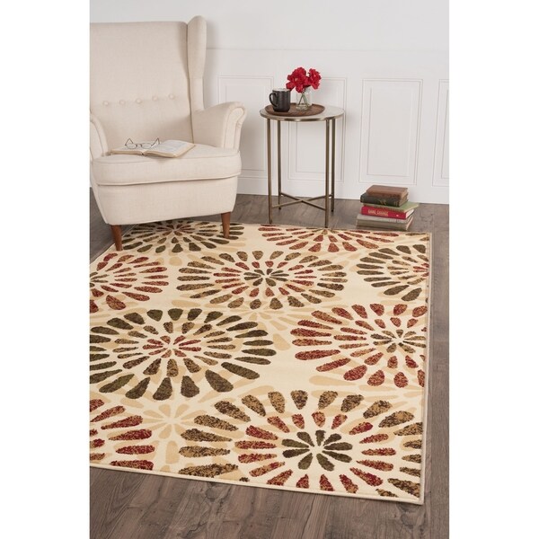 Alise Lagoon Ivory Contemporary Area Rug - 3'3 x 4'11
