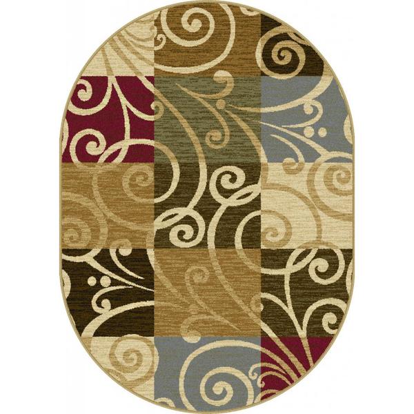 Alise Lagoon Multi Oval Transitional Area Rug (5'3 x 7'3 Oval) Free