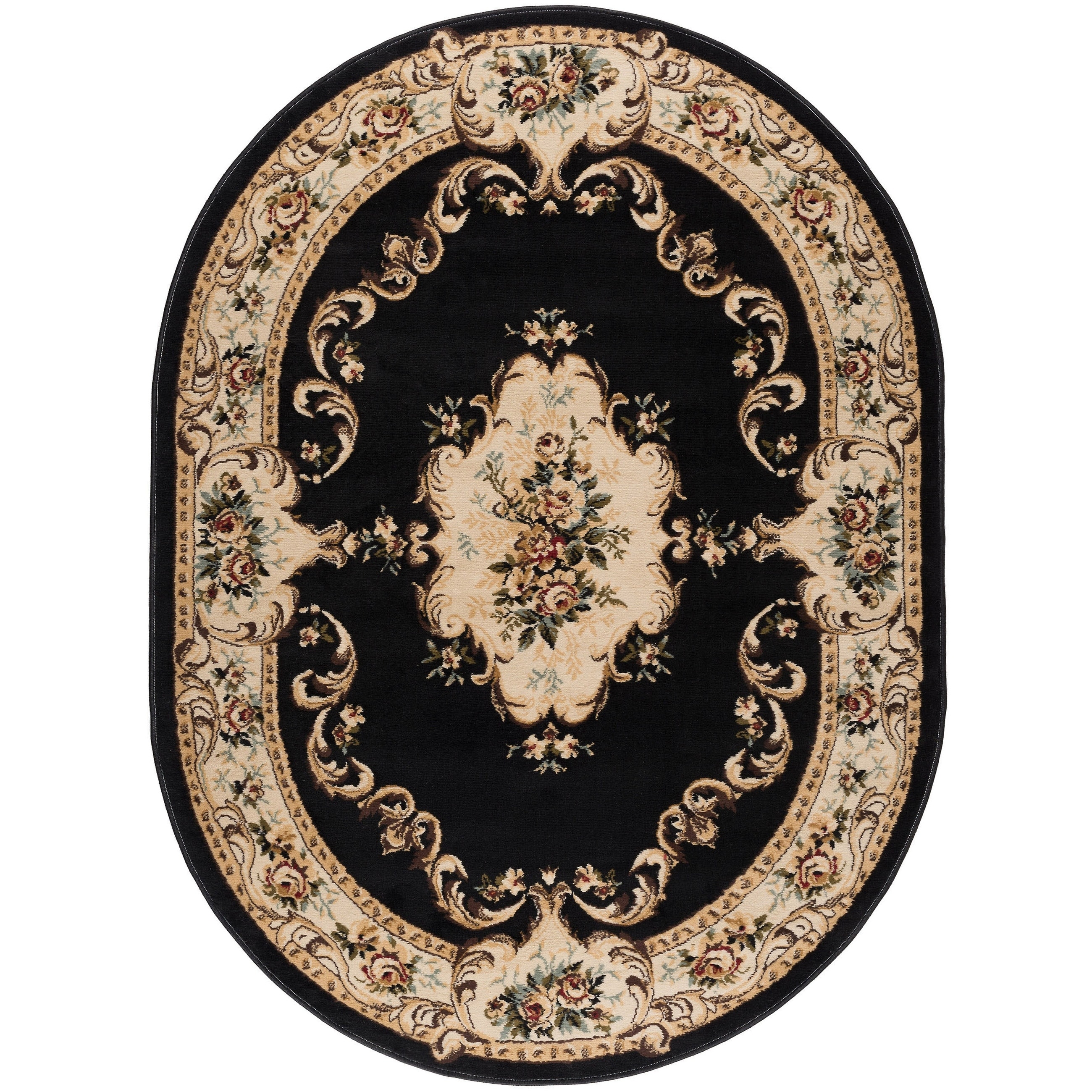 Lagoon Charcoal Oval Traditional Area Rug