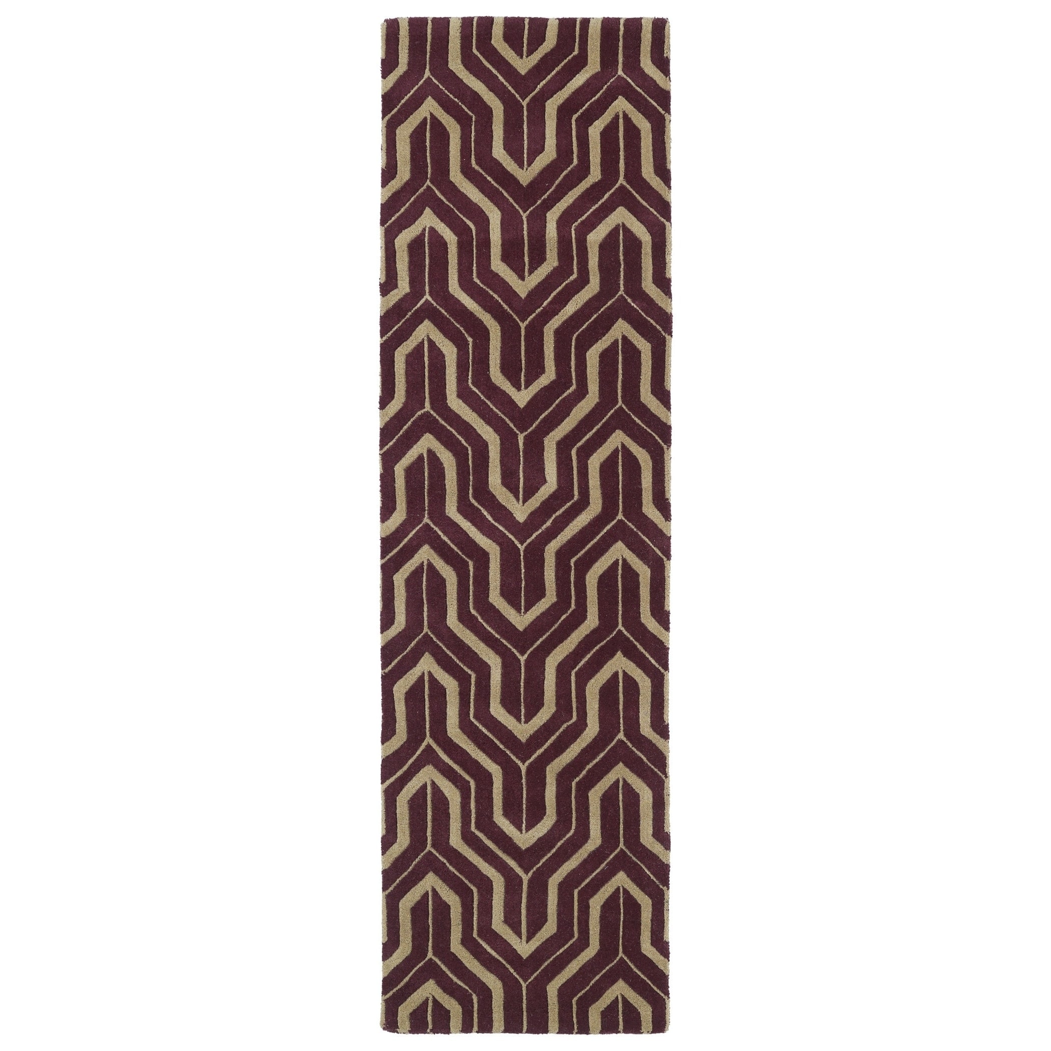 Cosmopolitan Plum/camel Hand tufted Wool Rug (23 X 8)