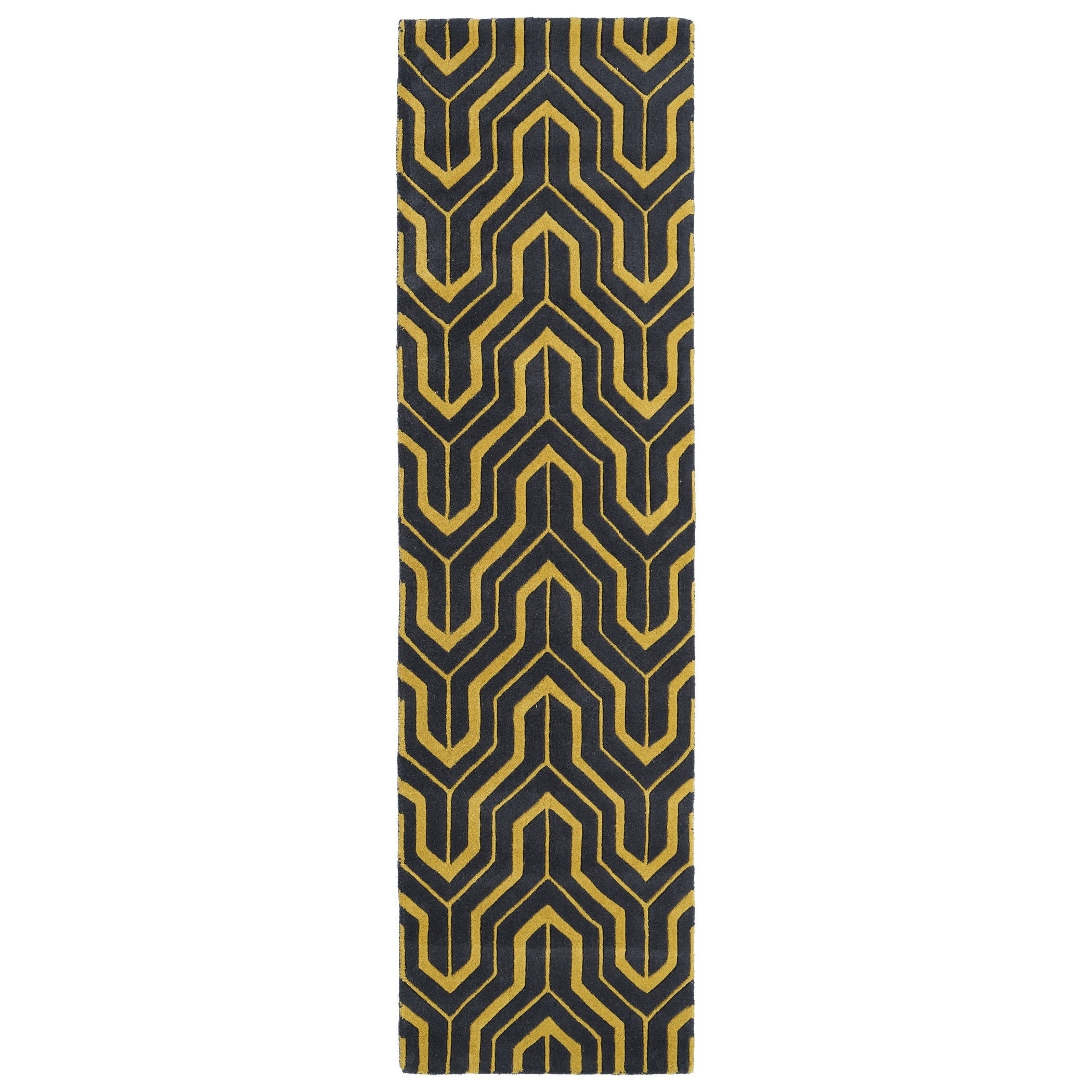 Cosmopolitan Gold/charcoal Hand tufted Wool Rug (23 X 8)