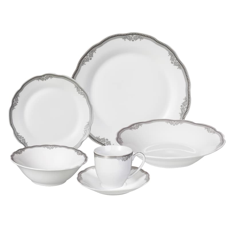 Lorren Home Trends 'Elizabeth' 24-piece Porcelain Dinnerware Set
