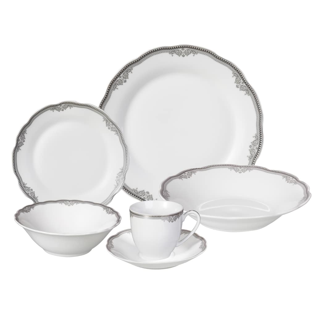 Lorren Home Trends 'Elizabeth' 24-piece Porcelain Dinnerware Set