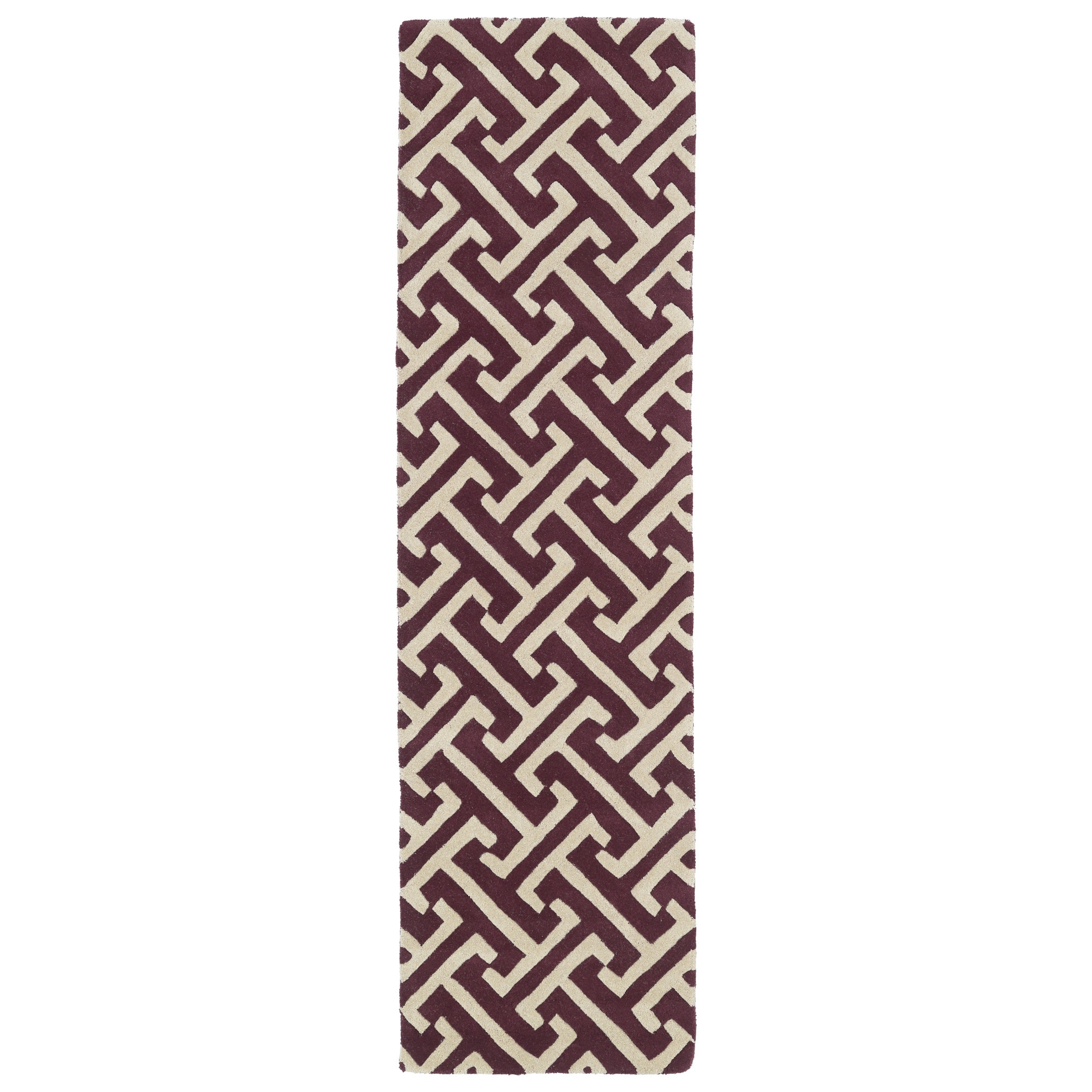 Cosmopolitan Plum/beige Hand tufted Wool Rug (23 X 8)