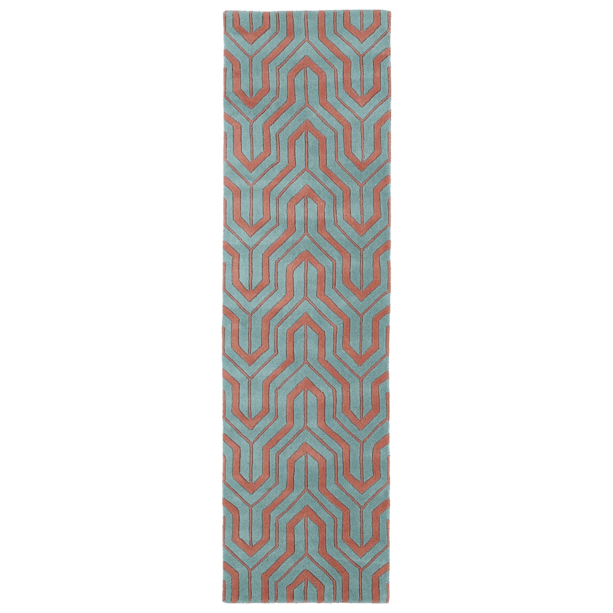 Cosmopolitan Pink/teal Hand tufted Wool Rug (23 X 8)