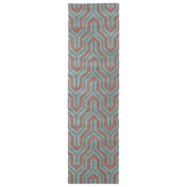 Shop Cosmopolitan Pink/Teal Handtufted Wool Rug (2'3 x 8') On Sale