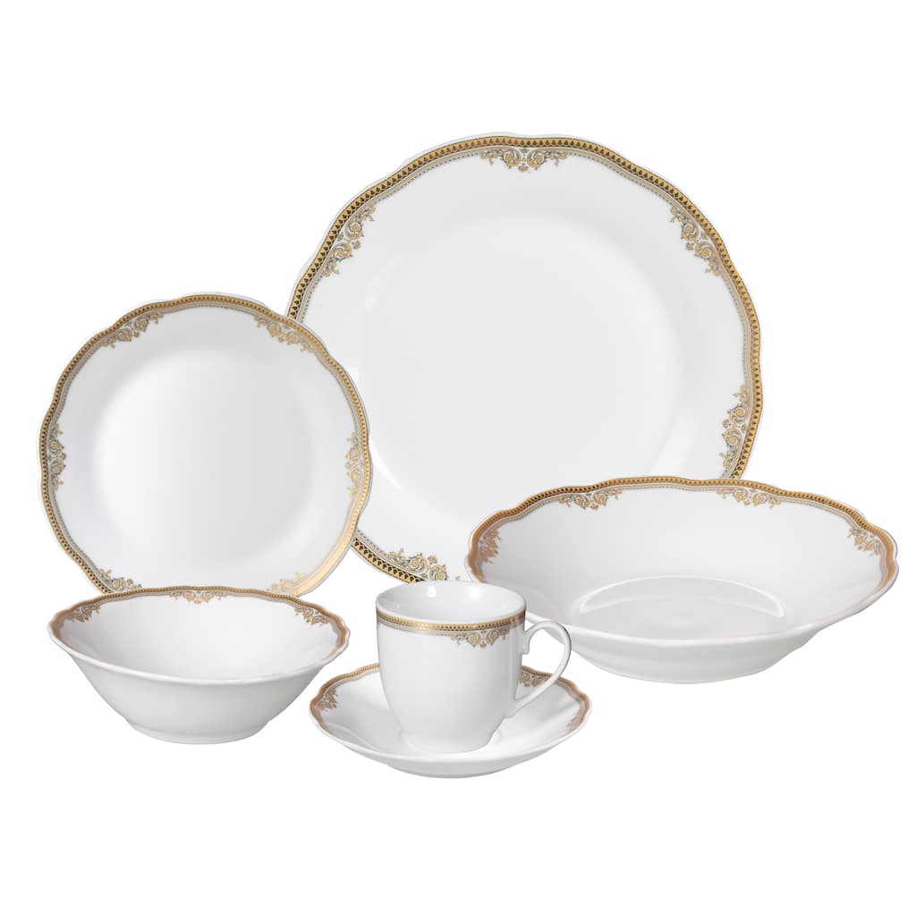Lorren Home Trends 'Catherine' 24-piece Porcelain Dinnerware Set