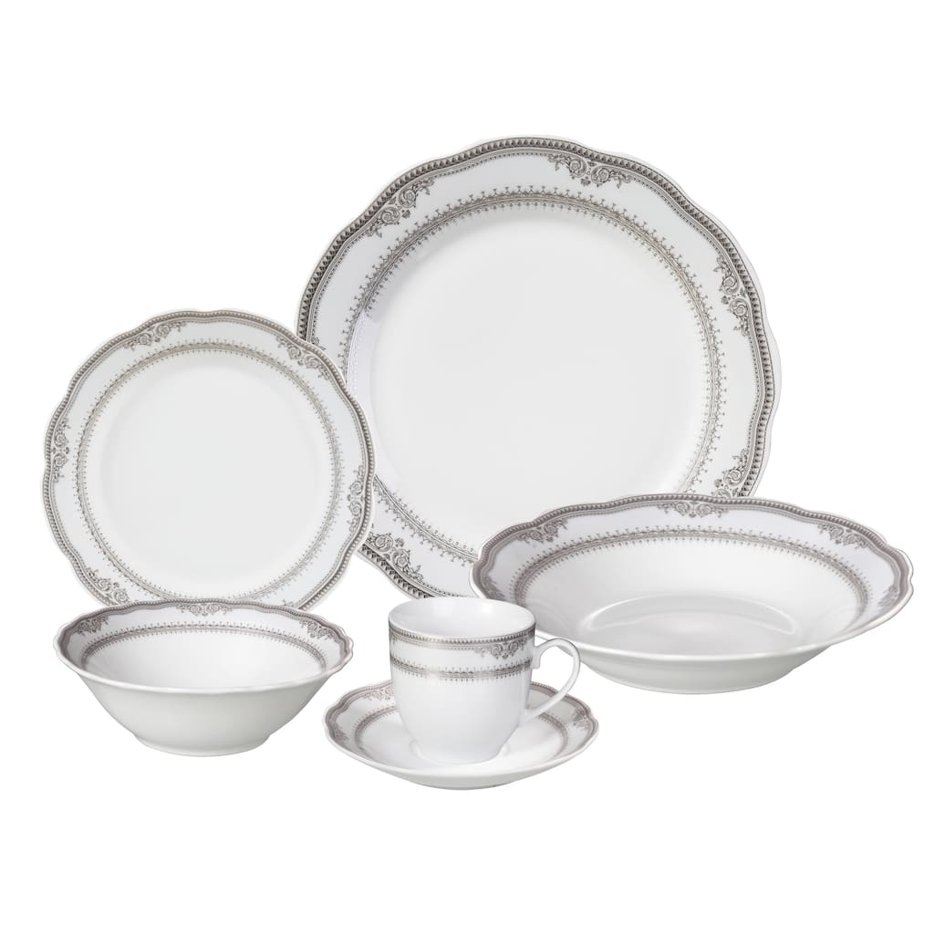 Lorren Home Trends 'Victoria' 24-piece Porcelain Dinnerware Set