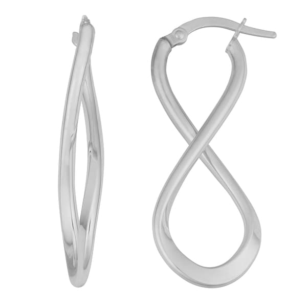 Fremada 10k White Gold Polished Infinity Hoop Earrings  