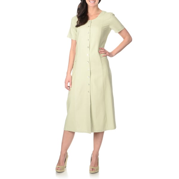 La Cera Women's Sage Green Silk Button-front Dress - Overstock Shopping ...