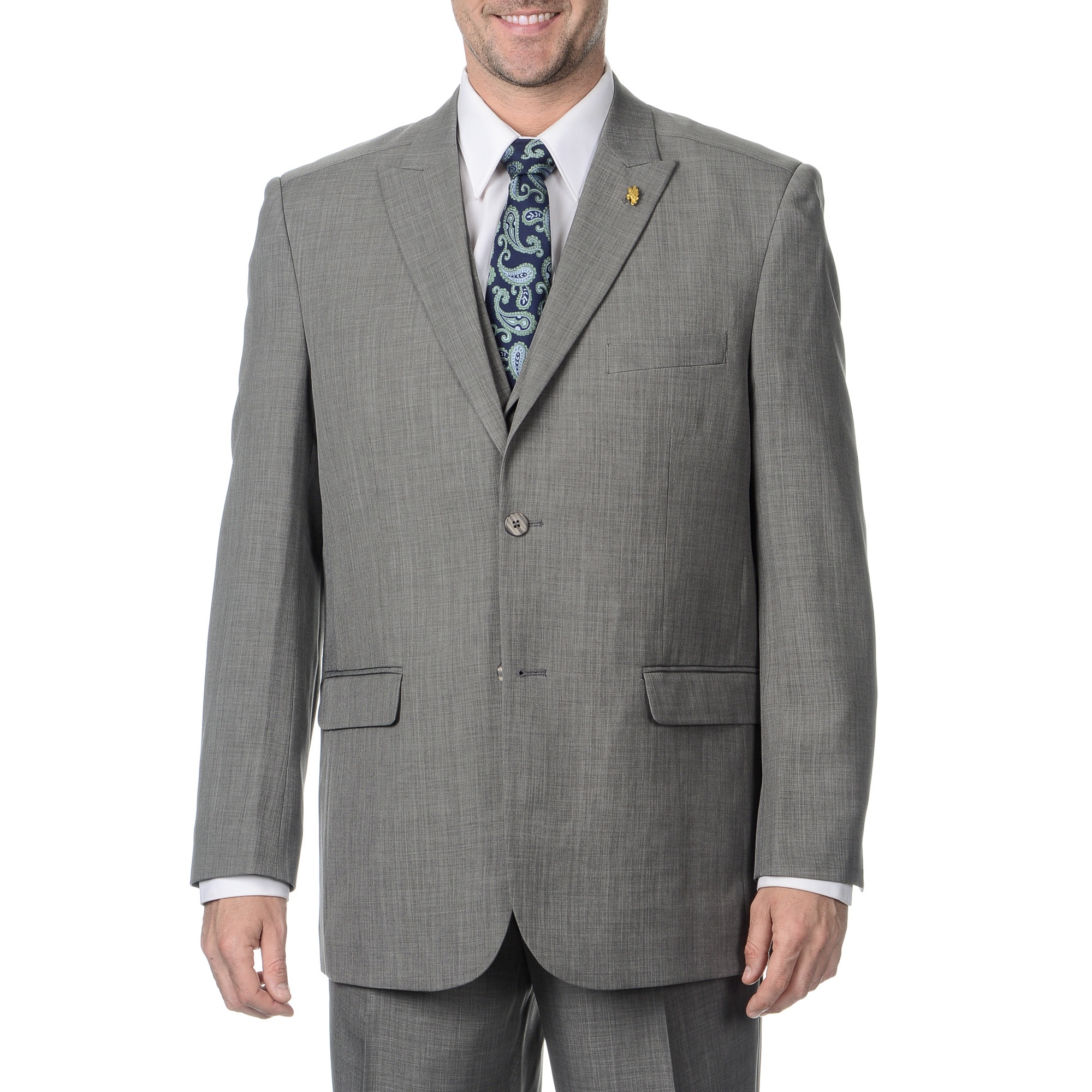 Falcone Mens Charcoal Vested 3 piece Suit