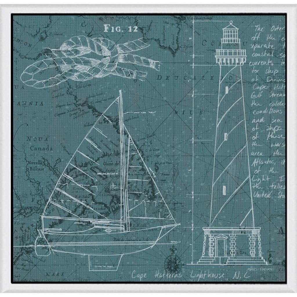 Marco Fabiano Coastal Blueprint Iii Framed Canvas Art