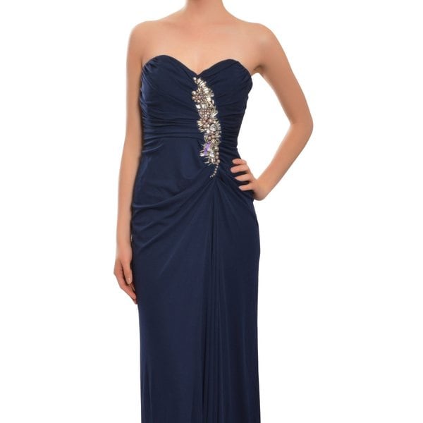 badgley mischka navy gown