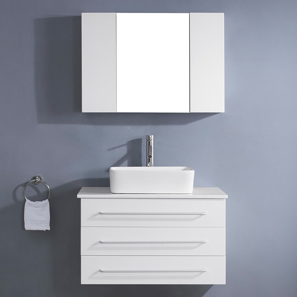 Virtu Virtu Usa Ivy 32 inch White Single Sink Stone Top Vanity Set White Size Single Vanities