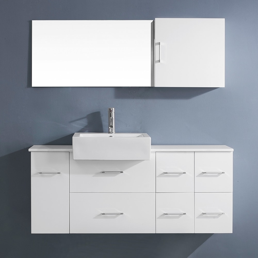 Virtu Virtu Usa Enya 55 inch White Single Sink Stone Vanity Set White Size Single Vanities