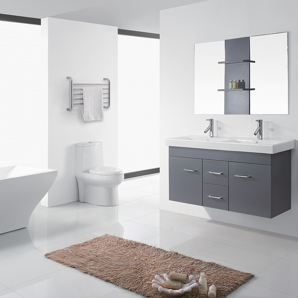 Virtu Virtu Usa Opal 48 inch Grey Double Sink Vanity Set Grey Size Double Vanities