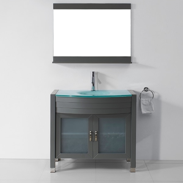 Virtu USA Ava 36inch Grey Single Sink Vanity Set Overstock 9063703