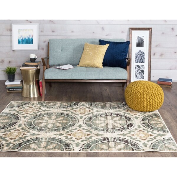 Alise Decora Ivory Transitional Area Rug - 7'10 x 10'3