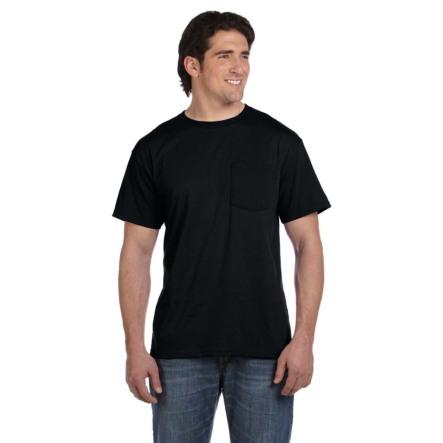 Fruit Of The Loom Mens Black 50/50 Best Pocket Undershirts (pack Of 9)