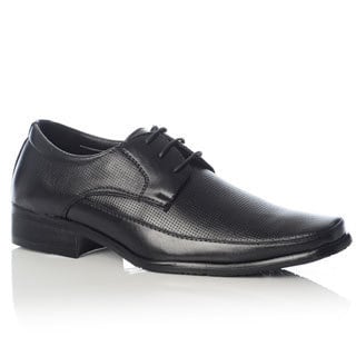 Henry Ferrera Men's Black Perforated Upper Lace-up Oxford Shoes