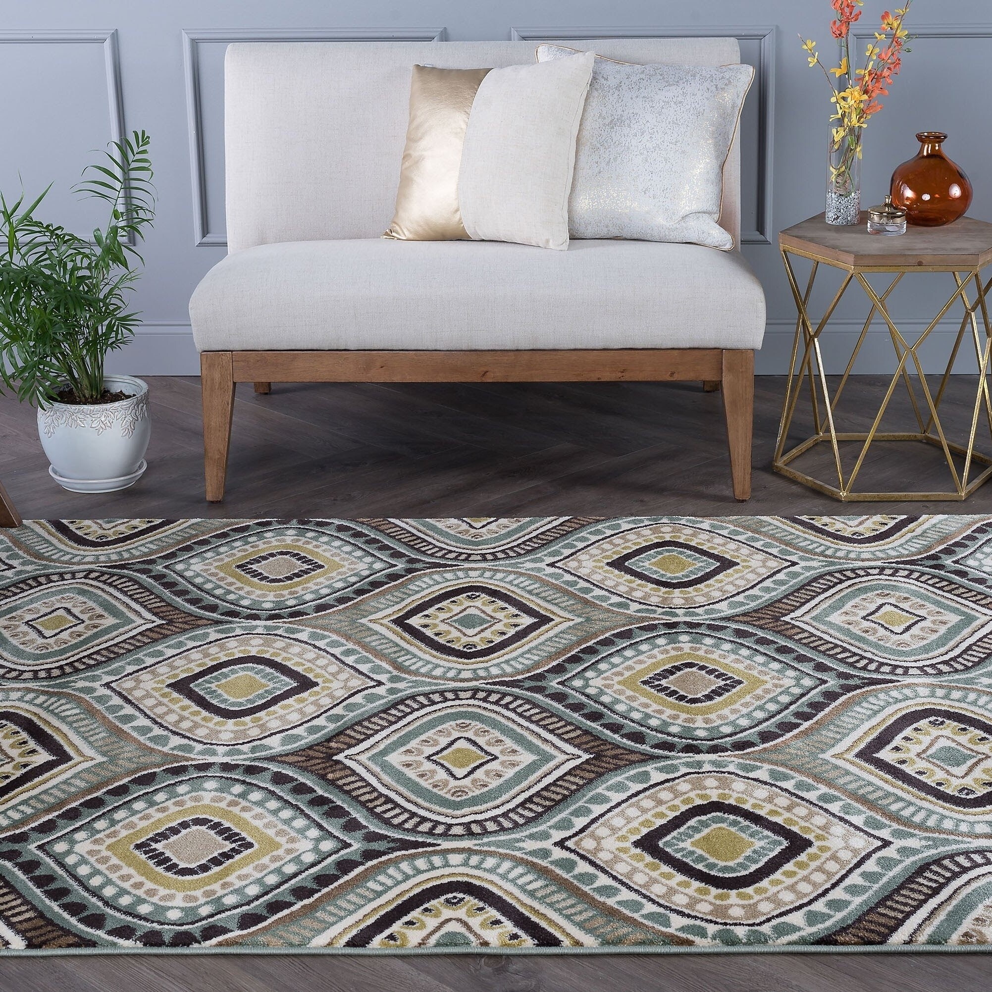 Caprice Blue Contemporary Area Rug