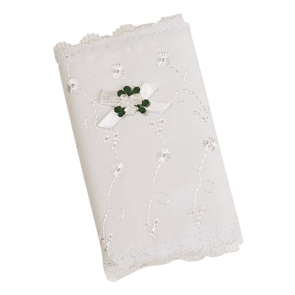 Elegant Baby Eyelet Covered Bible In White