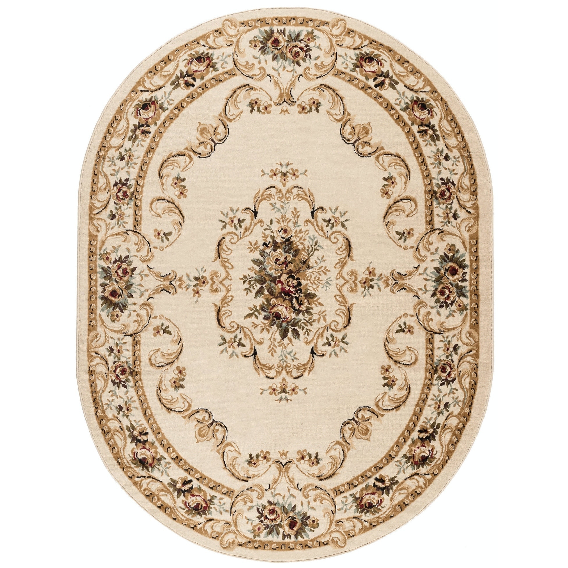 Lagoon Beige Oval Traditional Area Rug