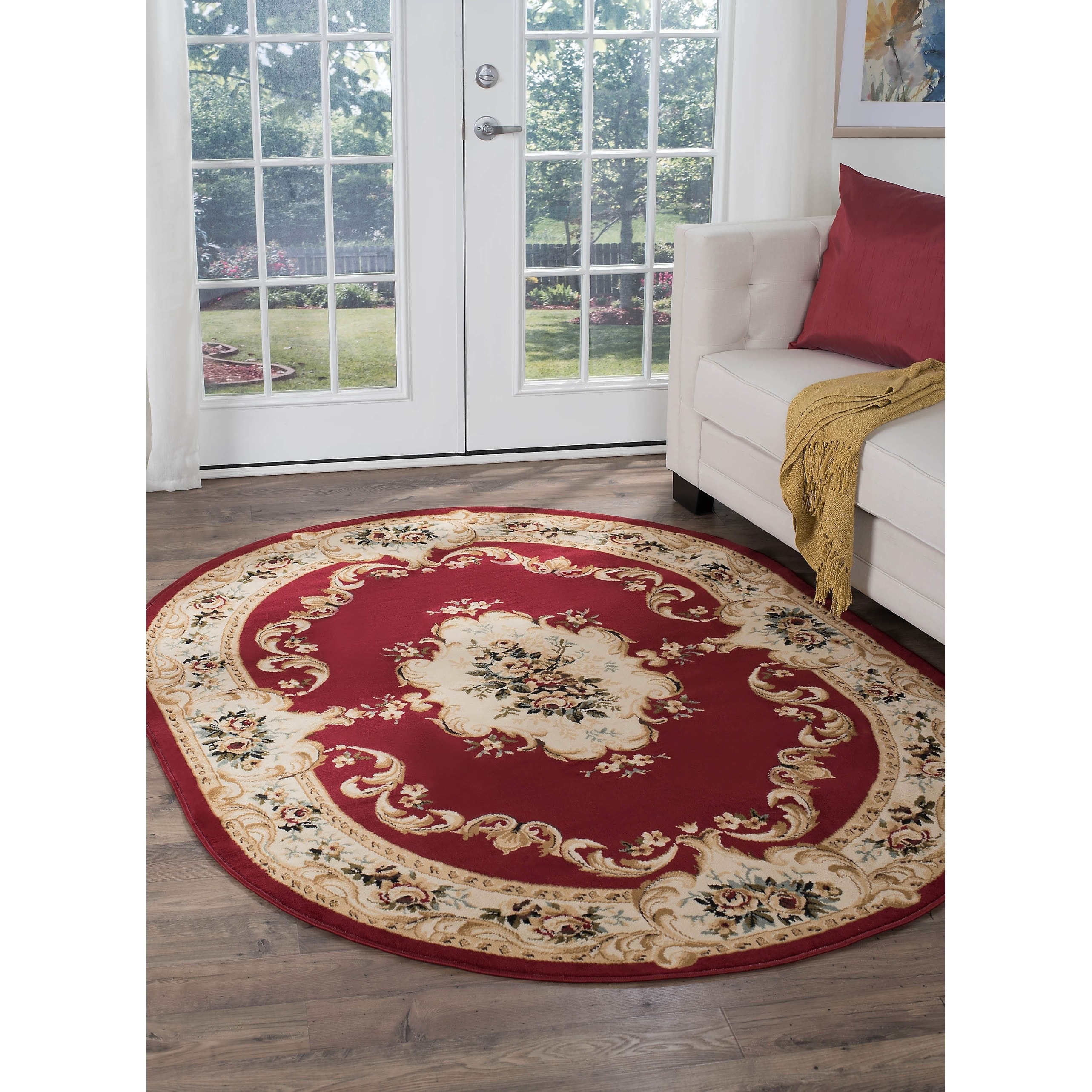 Lagoon Red Oval Traditional Area Rug