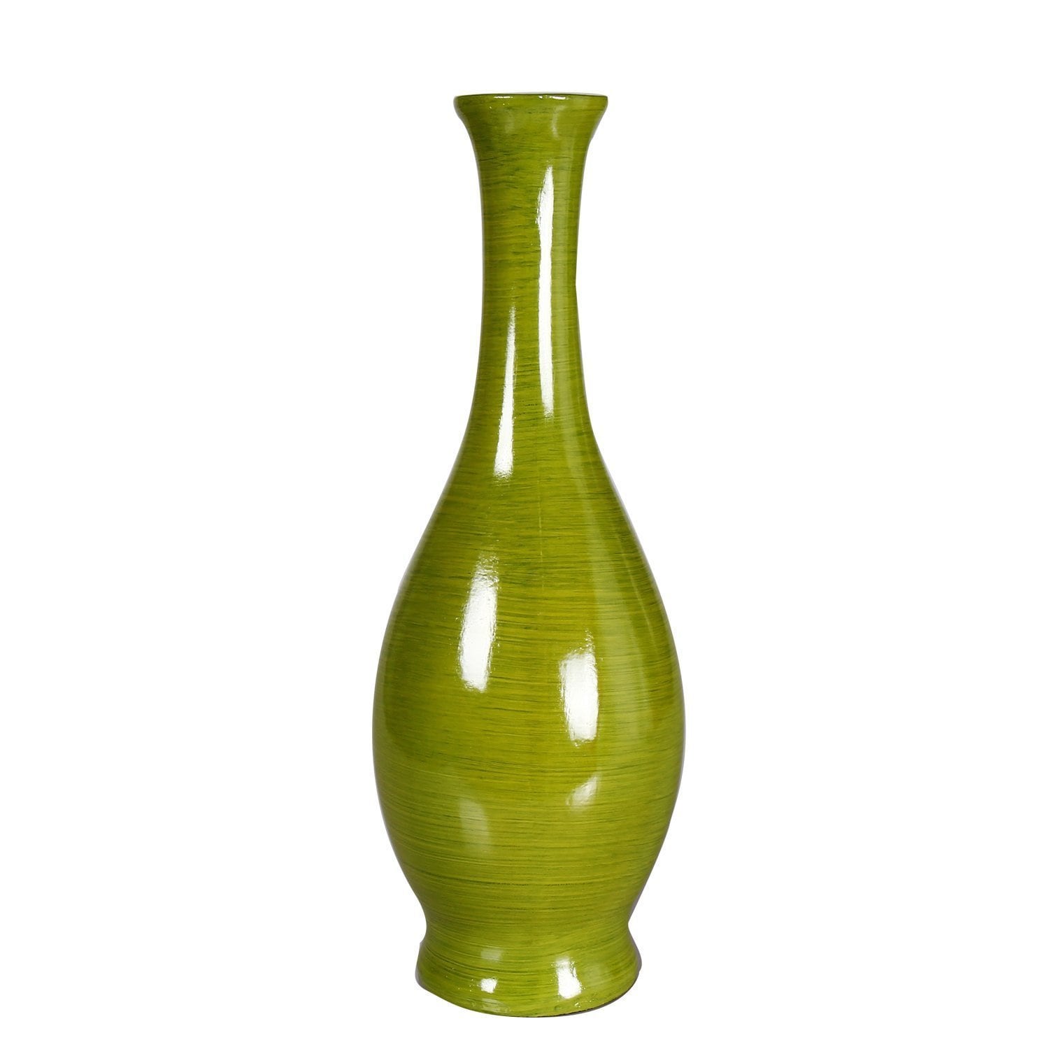 Decorative14.5 inch Green Wood Vase