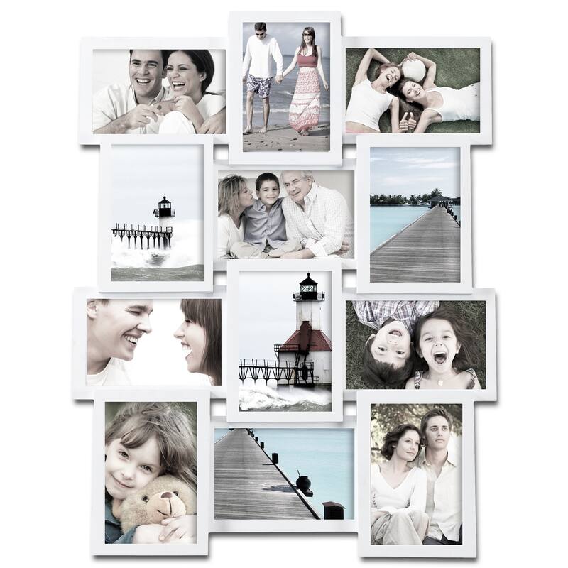 Adeco 12-photo Collage White Wood Picture Frame