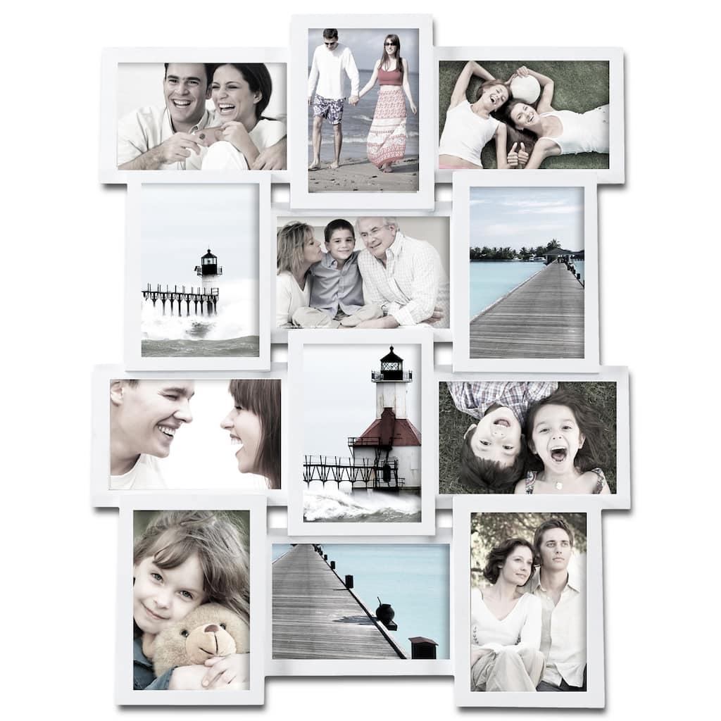 Adeco 12-photo Collage White Wood Picture Frame